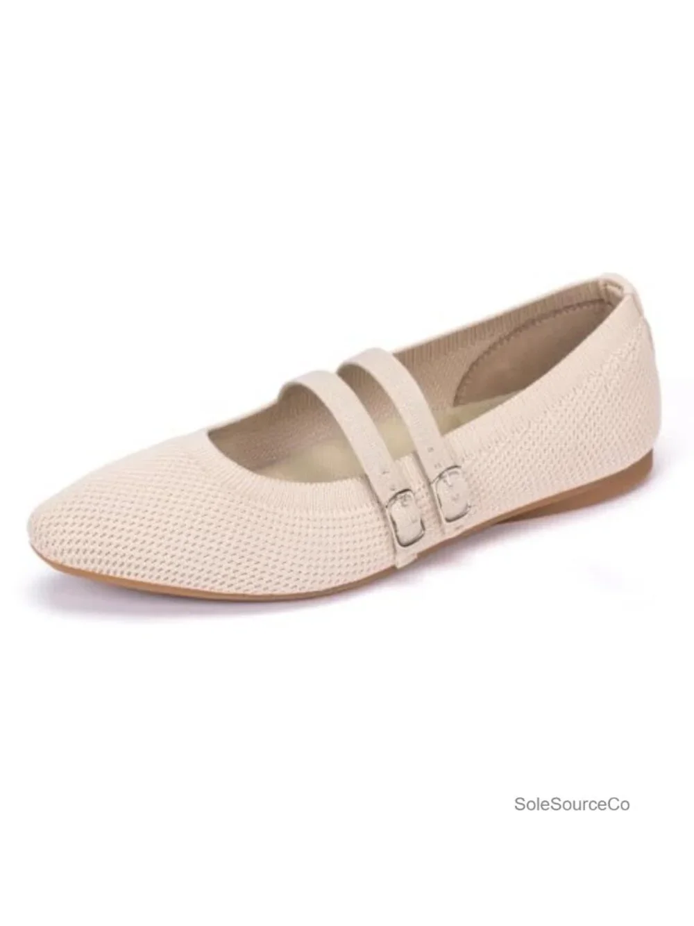 Women's Double Strap Mary Jane Knit Flats, Foldable